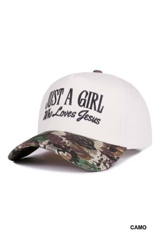 A Girl Who Loves Jesus Camo Hat