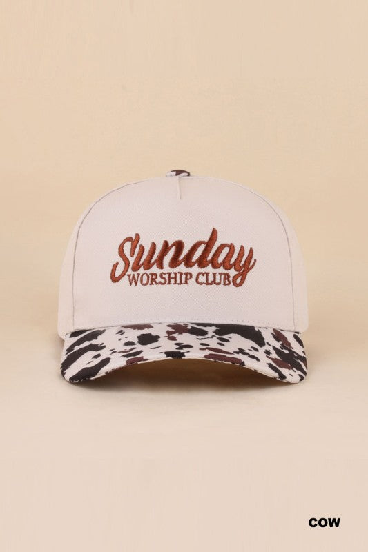Sunday Worship Club Cow Print Hat