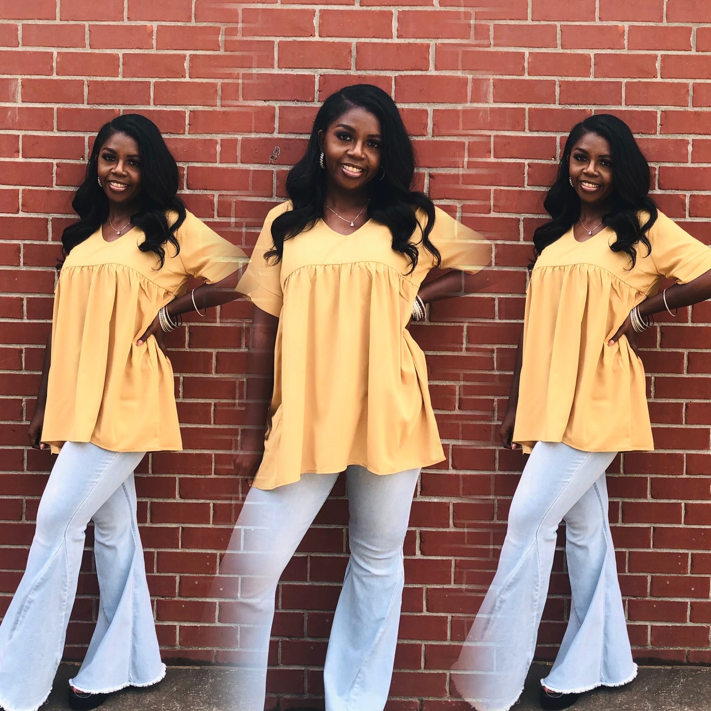 Cynthia Woven Empire Top Lt Mustard