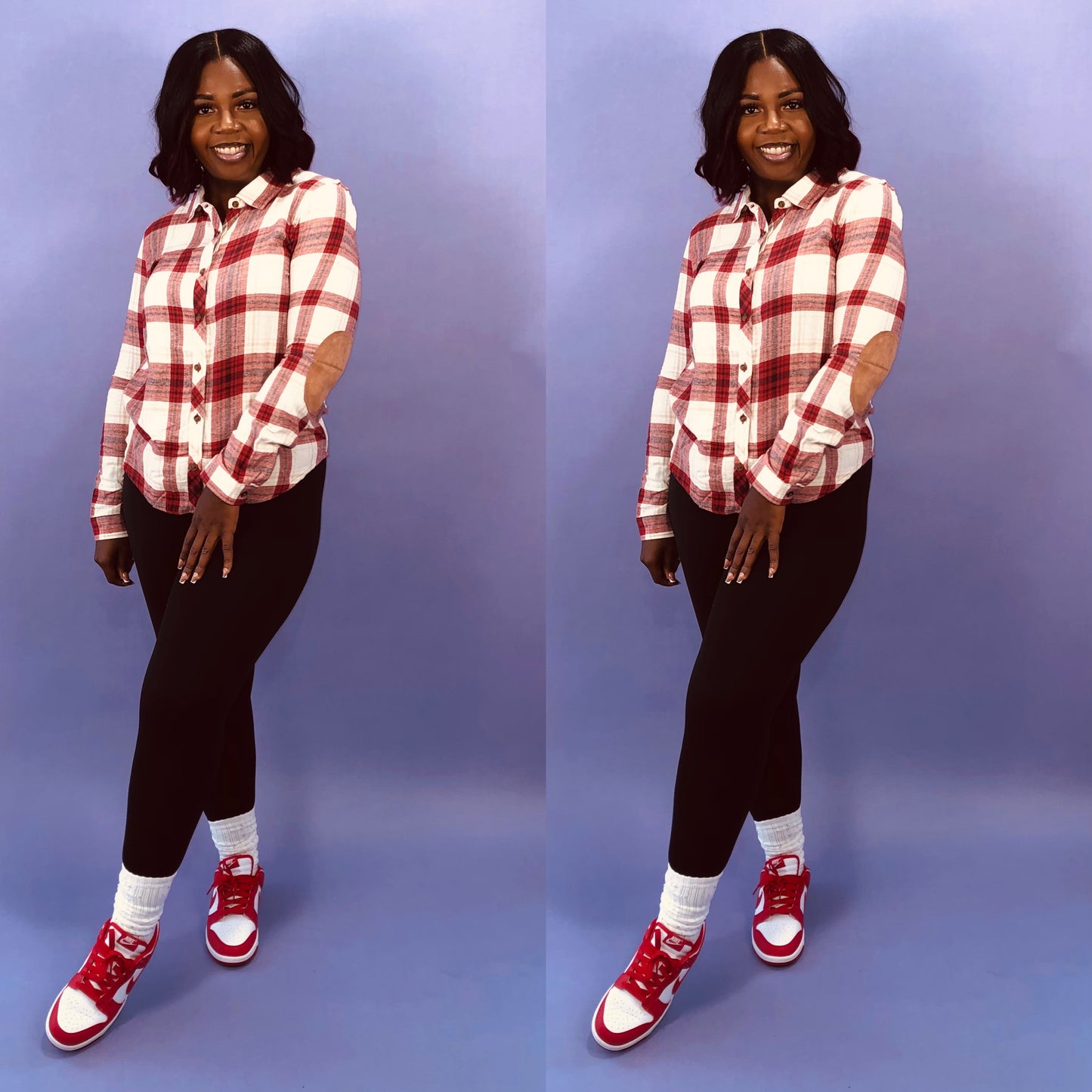 Crimson Kiss Plaid Button Down Shirt