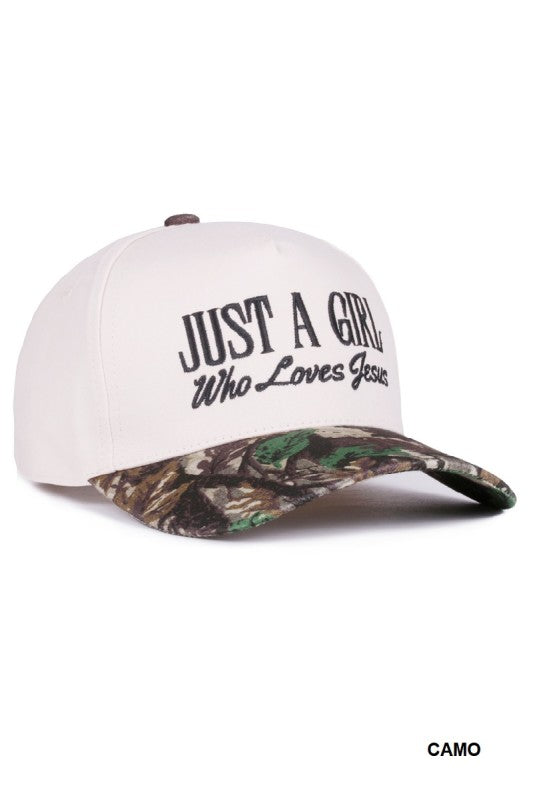 A Girl Who Loves Jesus Camo Hat