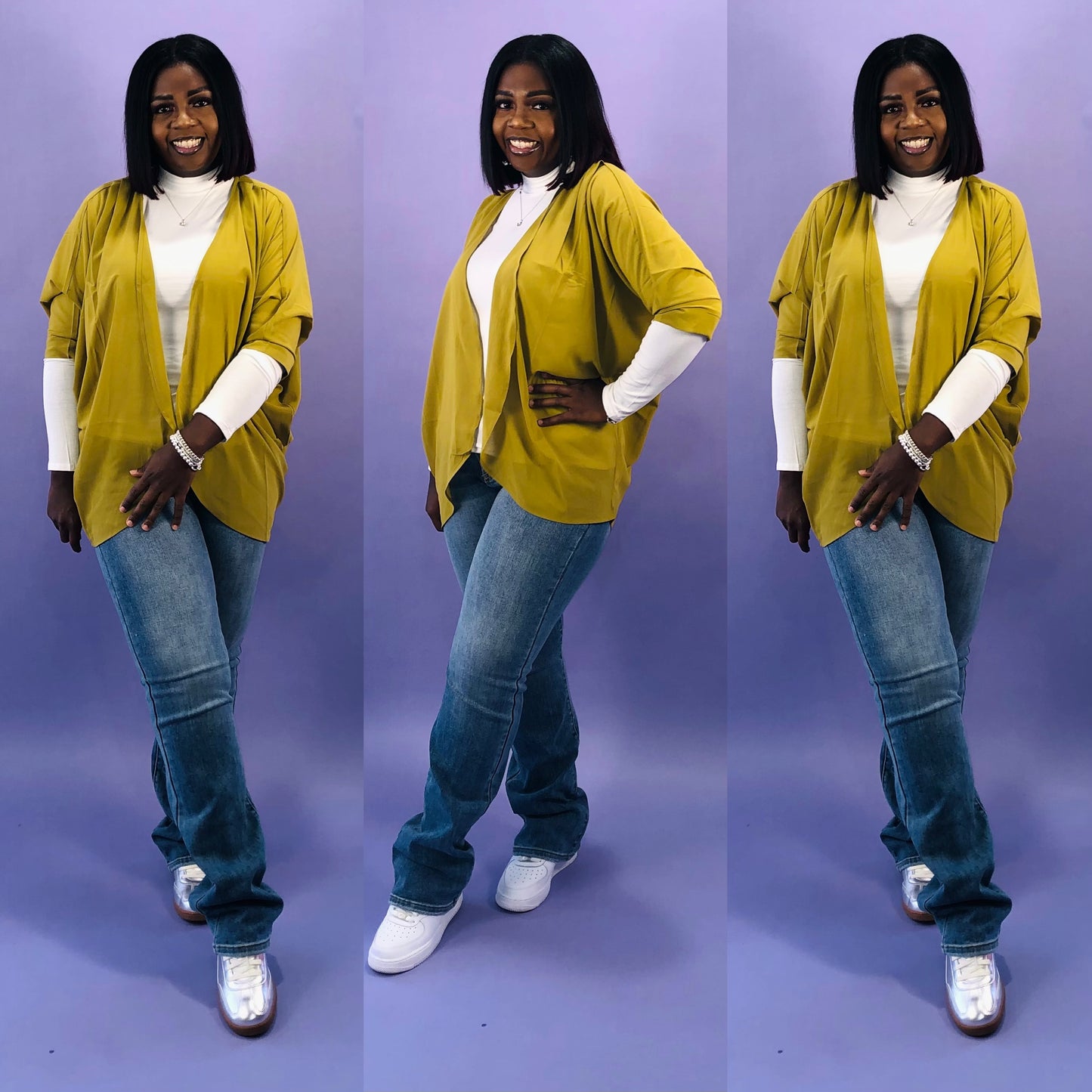 Essence Chiffon Cardigan Olive Mustard